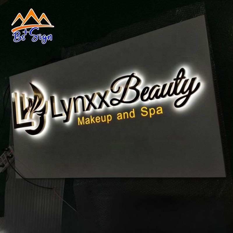 Custom Led Glow Sign Boards Wall Mounted Backlit Logo Led Letters Sign With Metal Backboard For Lashes Nails Shop Beauty Salon