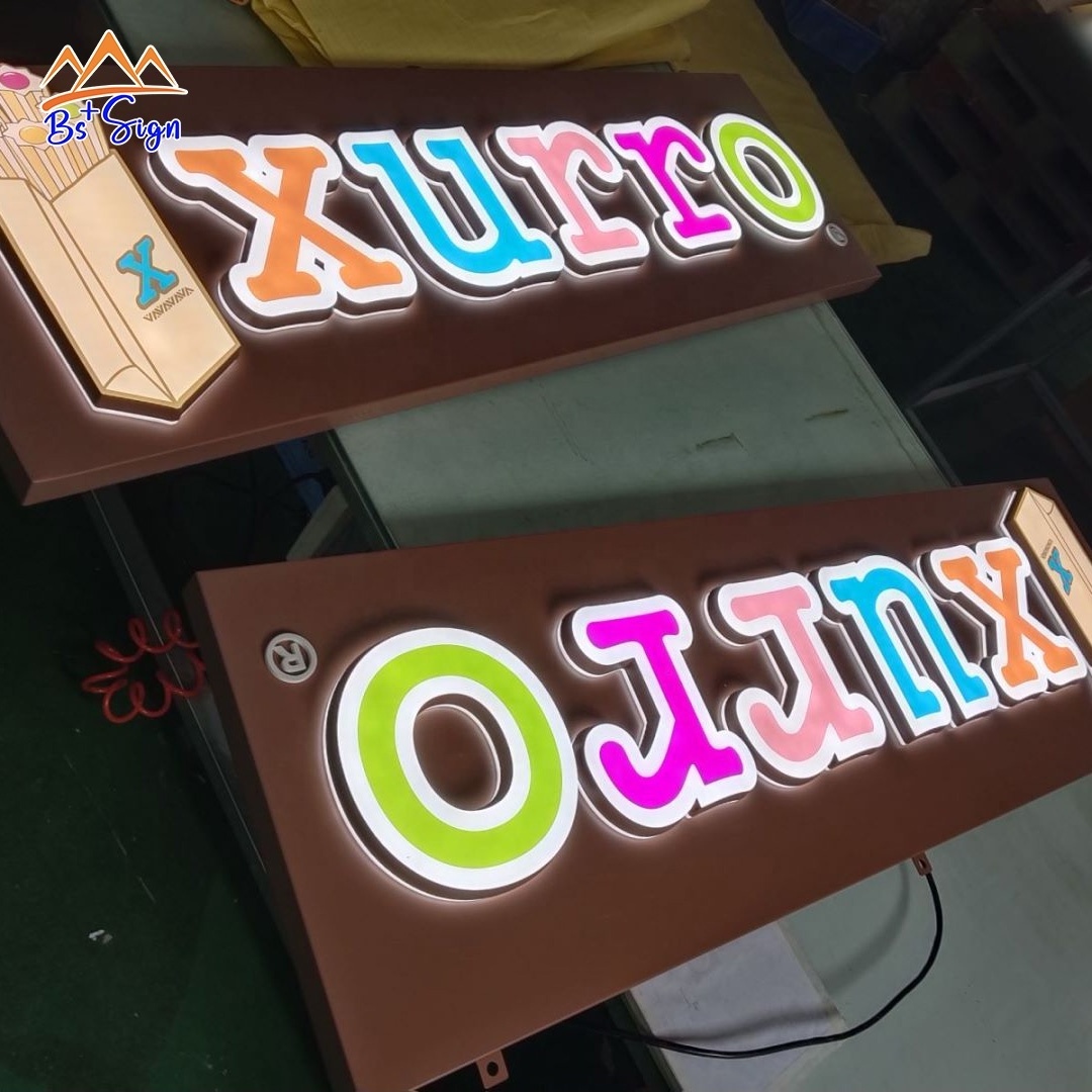 BS+ Custom 3D Letter Sign Board Restaurant LED Acrylic Wall 3D Logo Shop Sign storefront led 3d Letter Name Board