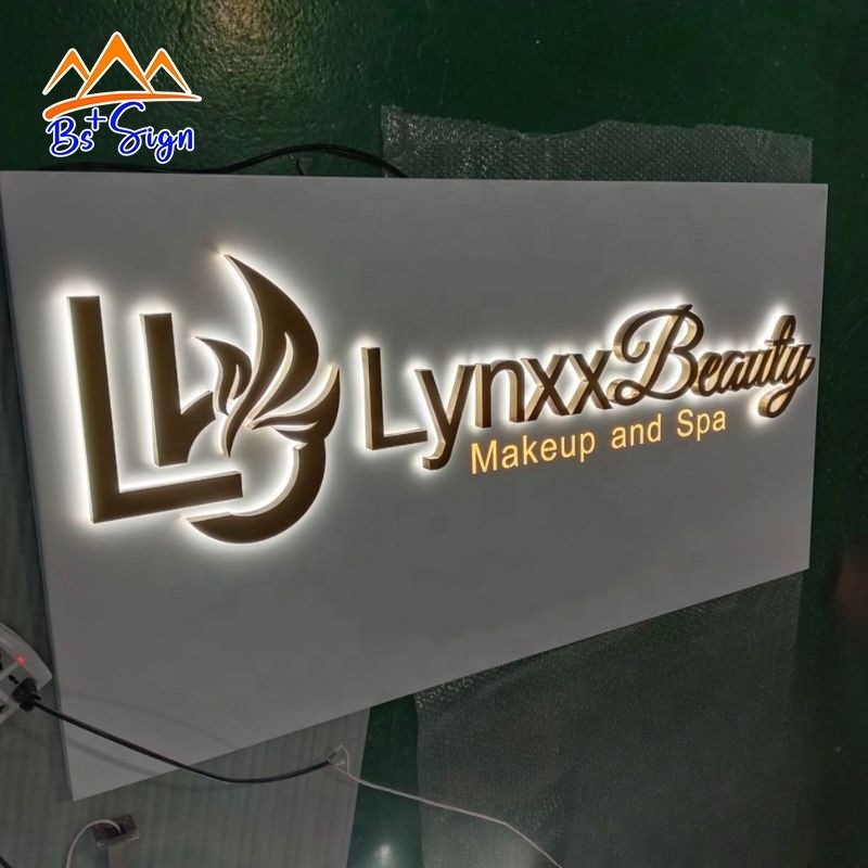 Custom Led Glow Sign Boards Wall Mounted Backlit Logo Led Letters Sign With Metal Backboard For Lashes Nails Shop Beauty Salon