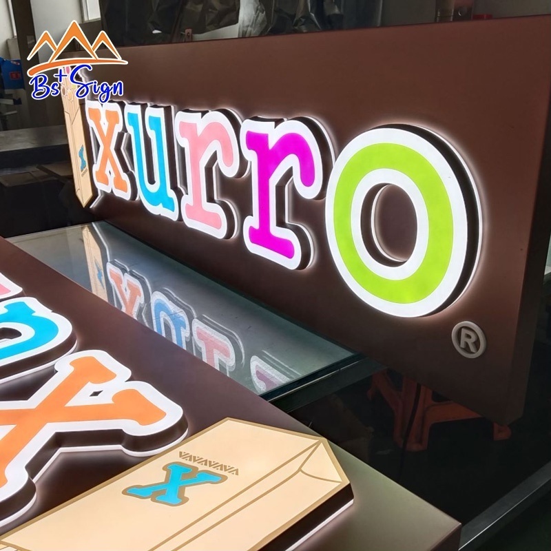 BS+ Custom 3D Letter Sign Board Restaurant LED Acrylic Wall 3D Logo Shop Sign storefront led 3d Letter Name Board