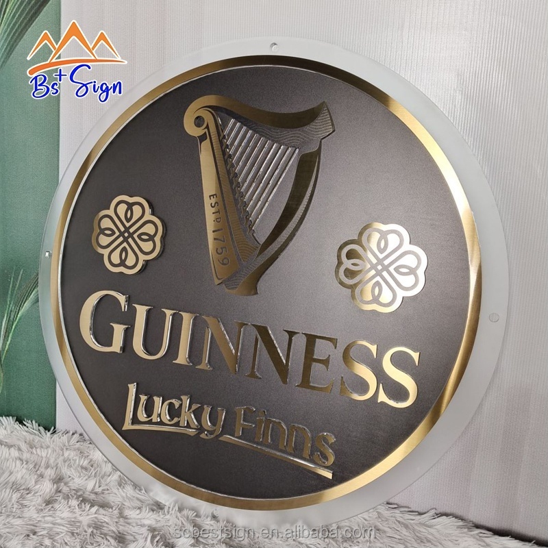 BS+ Custom Round Acrylic Mirror Gold Sign Beauty Salon Acrylic Wall Signs Indoor Brand Name Sign For Wall Business Decoration