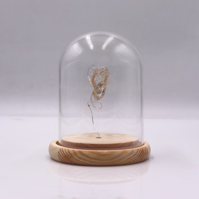 Blown Clear Glass Dome for house decoration customized glass display bell dome cloche with wood base cloche Dome glass