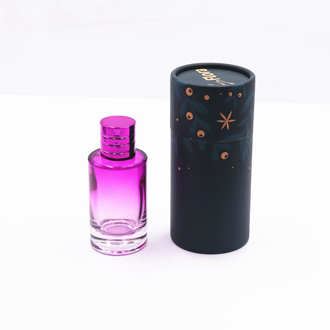 Hot-sale 50ml Round brown blue red pink unique perfume refill bottle and box custom logo empty perfume bottle