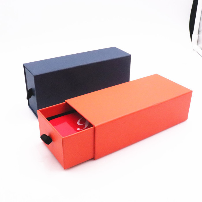 Wholesale Hard Rigid Cardboard Paper boxes Luxury Storage Box With Ribbon Rope Gift Sleeve Drawer slide box packaging