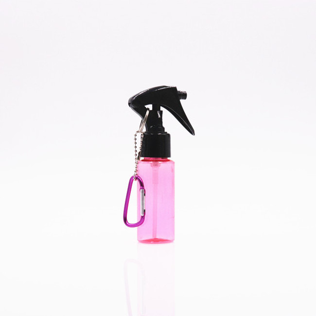 Empty pet plastic spray bottle keychain 50ml 60ml pink blue mini spray bottle portable alcohol spray bottle