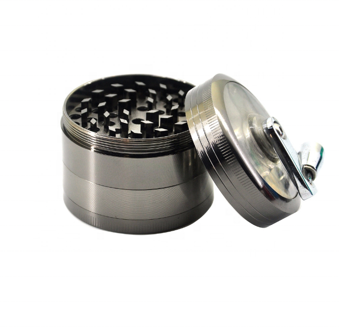 Hot sale custom logo herb grinder 4 parts spice grinder hand crank Zinc Alloy herb grinder