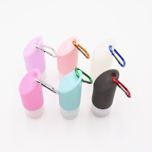 30ml bottle keychain Custom Pocket Silicone Hand Sanitizer Bottle keychain Holder With Door Opener Key Chain Hand