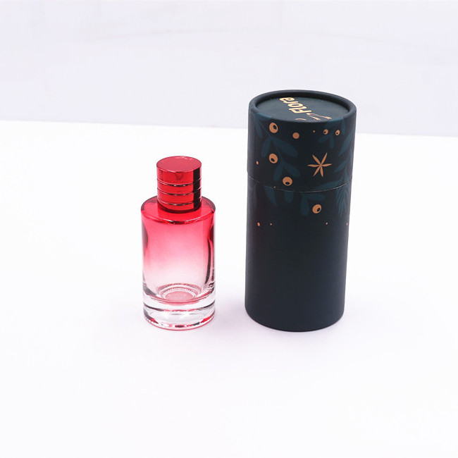 Hot-sale 50ml Round brown blue red pink unique perfume refill bottle and box custom logo empty perfume bottle