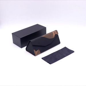 2023 Wholesale PU leather glasses case custom sunglasses case set packing folding eyewear packaging case box