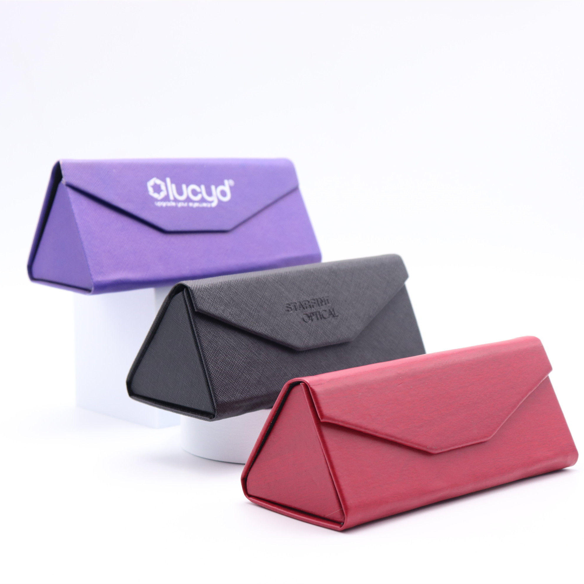 clear sunglass case custom Portable Eyeglasses Cases Large Glasses Packaging Foldable Triangle Glasses Case