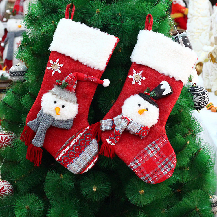 Christmas Socks Gift Bag Decorative Props Snowman Large Gift Bag Candy Bag Christmas Decorative Socks Pendant