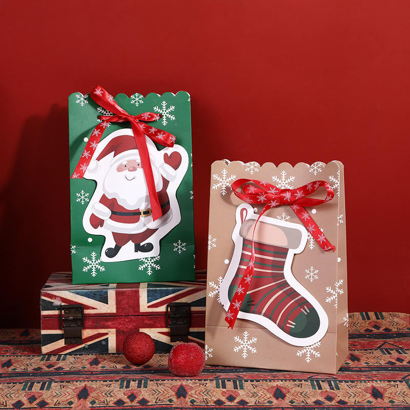 Christmas gift Halloween candy paper bag ins birthday packaging bow snowflake gift bag gift bag