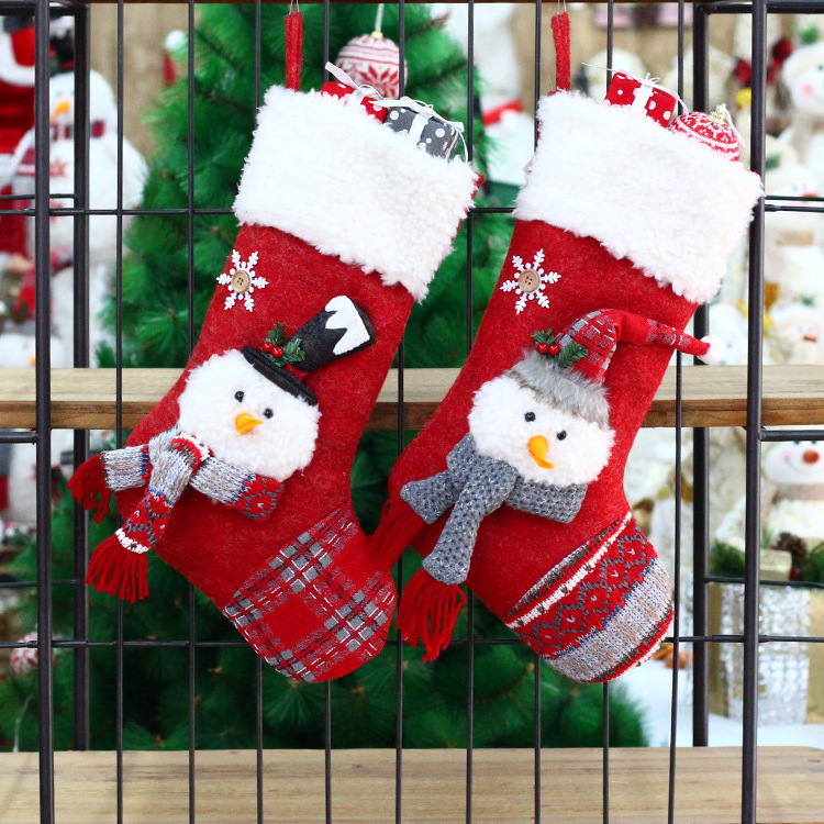 Christmas Socks Gift Bag Decorative Props Snowman Large Gift Bag Candy Bag Christmas Decorative Socks Pendant