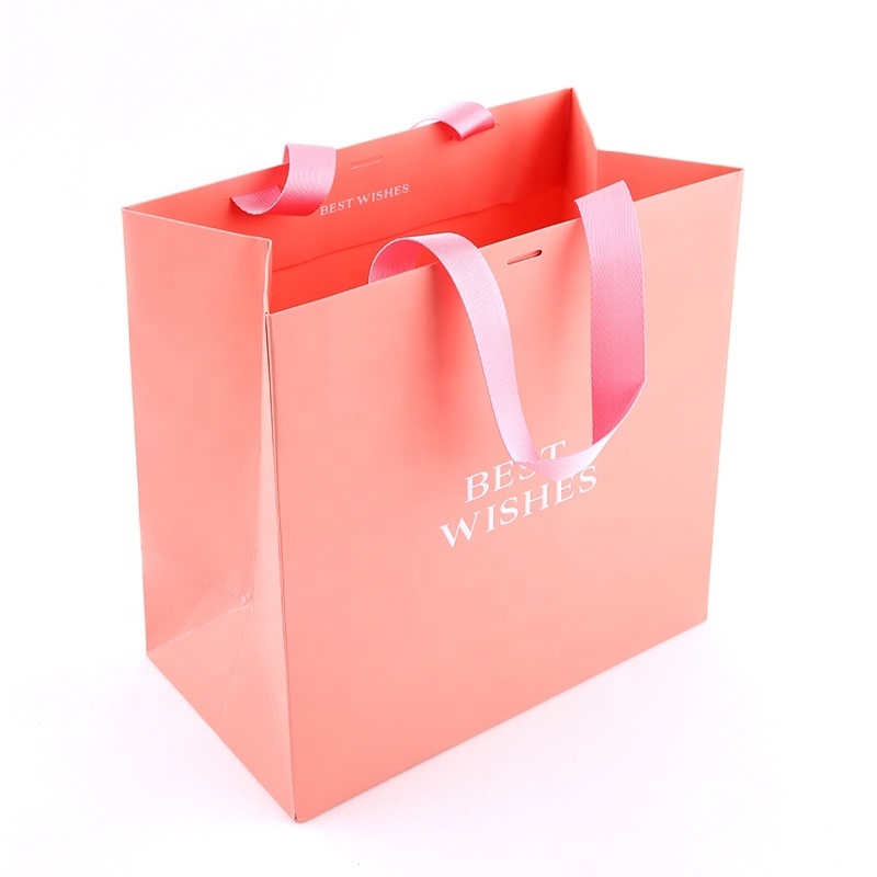 BTO luxury gift paper bag custom printing  Logo Various Color Wholesale paper shopping bags with handle for small business