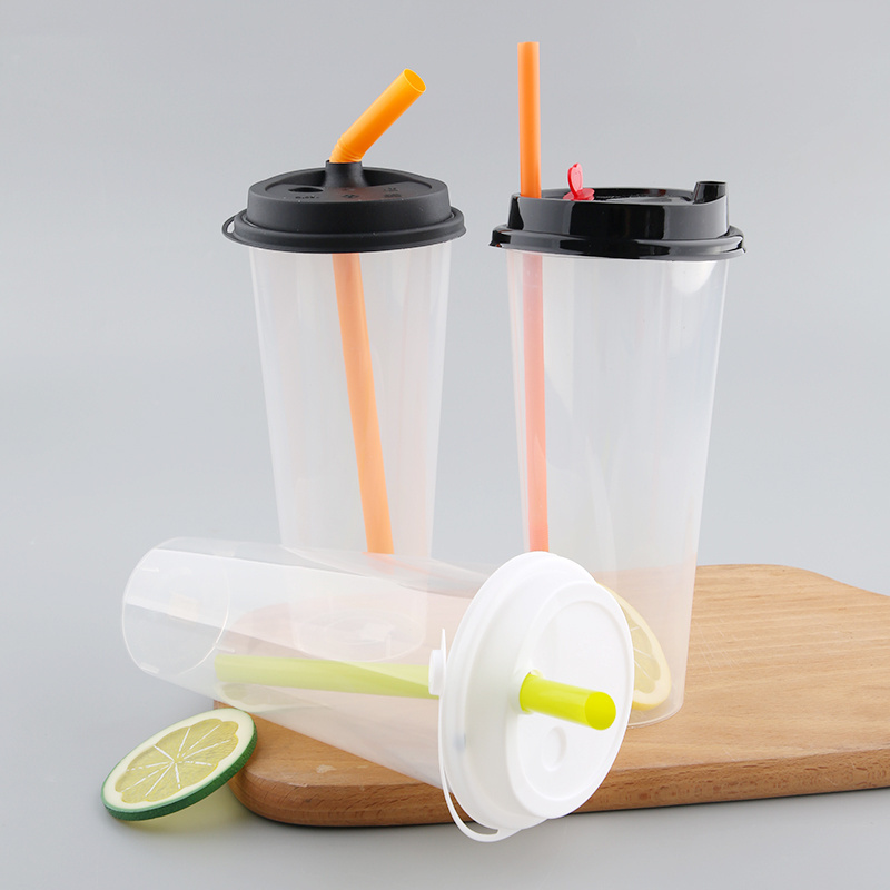 custom disposable pp clear plastic cup 32oz 16 oz Bubble tea cups with lids