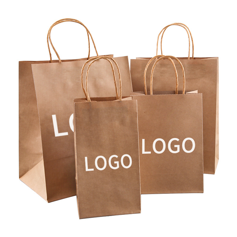 15*8*21cm stock Wholesale gift packaging brown white bolsa de papel printed shopping bag kraft paper bags with your own logo