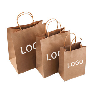 15*8*21cm stock Wholesale gift packaging brown white bolsa de papel printed shopping bag kraft paper bags with your own logo