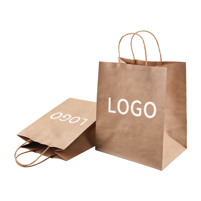 15*8*21cm stock Wholesale gift packaging brown white bolsa de papel printed shopping bag kraft paper bags with your own logo