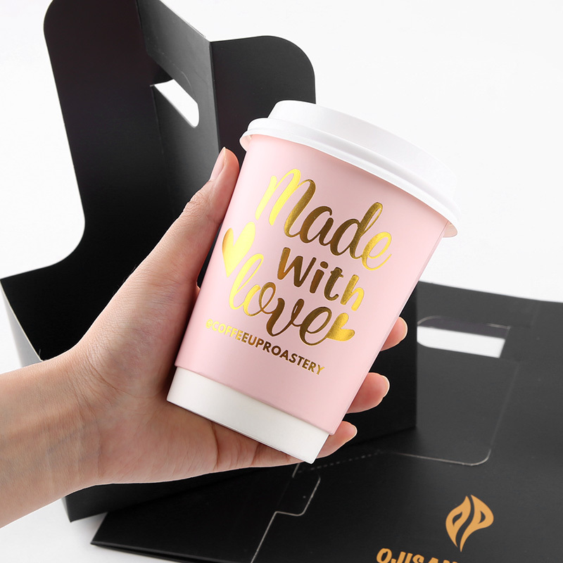 custom printed takeaway cardboard 8 10 12 16 oz cup for hot drinks single Double Wall Disposable pla paper coffee cups with lid