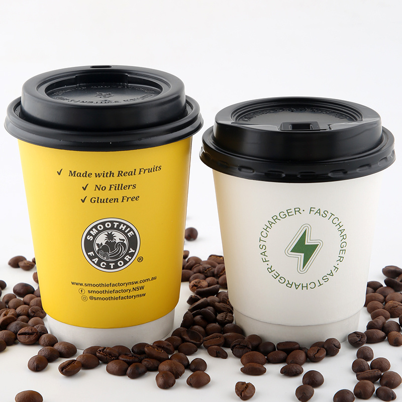 cardboard printed logo with lid disposable biodegradable 8 10 12 16oz ripple wall wholesale coffee juice branded cup paper