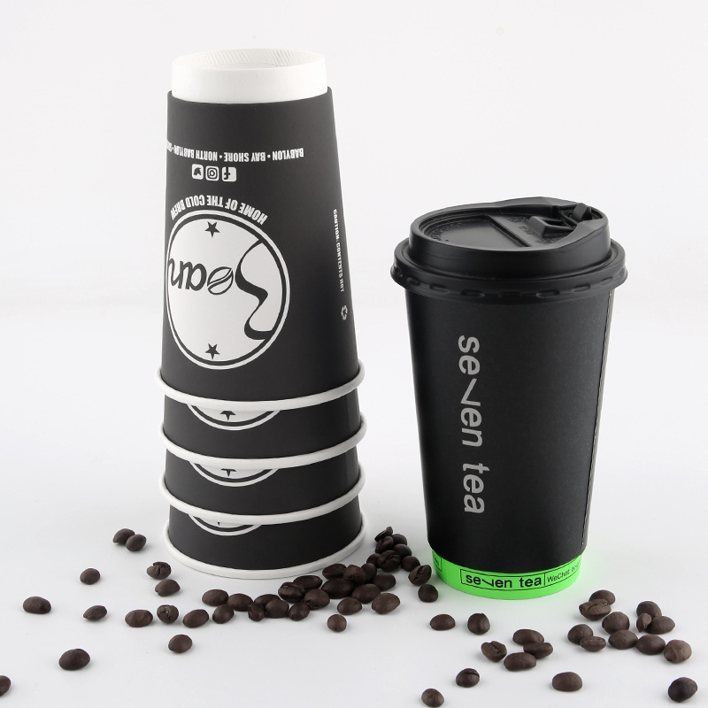 custom printed takeaway cardboard 8 10 12 16 oz cup for hot drinks single Double Wall Disposable pla paper coffee cups with lid