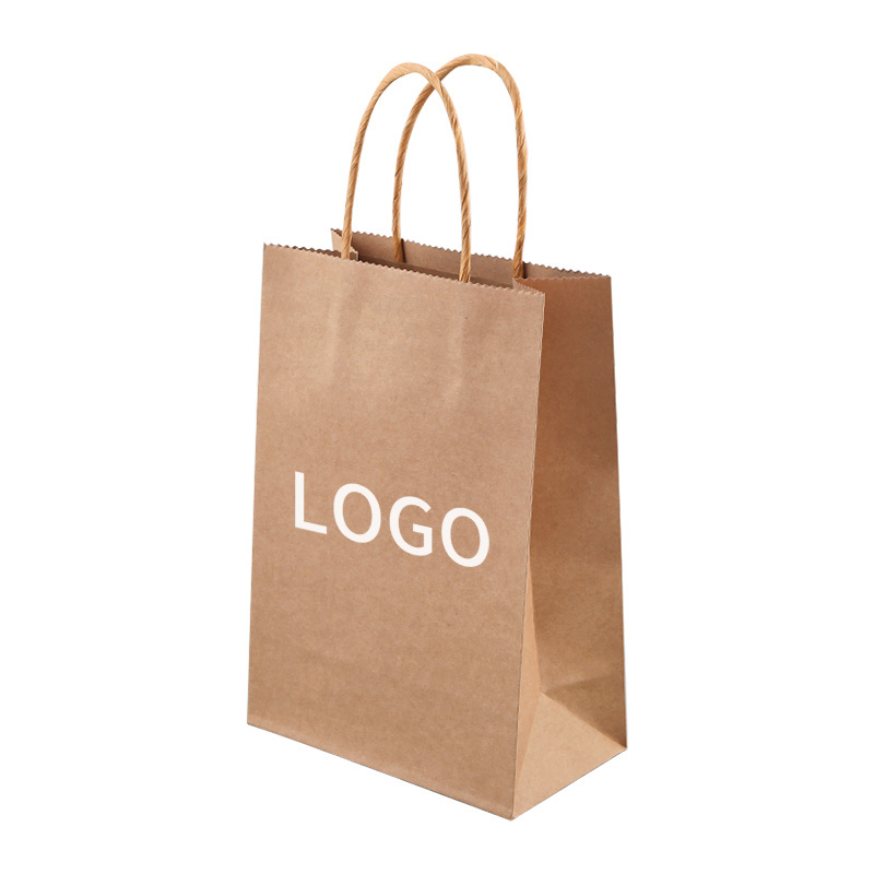 15*8*21cm stock Wholesale gift packaging brown white bolsa de papel printed shopping bag kraft paper bags with your own logo