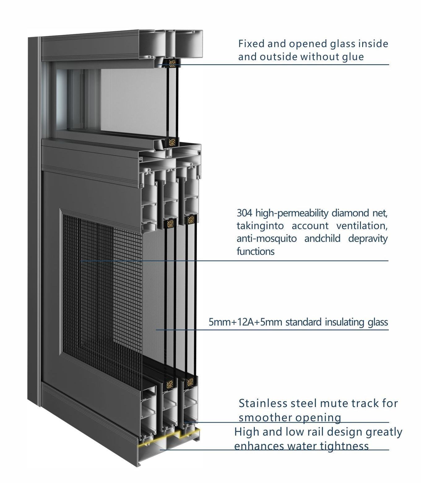 2023Born House Window Glass Design Interior Niche Style Up And Down Double Aluminum Alloy Sliding Window