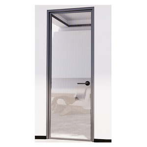 Narrow Door Window Frame Aluminum Safety Black Single Indoor Aluminum Swing Door Kitchen Glass Hotel Bathroom Swing Door