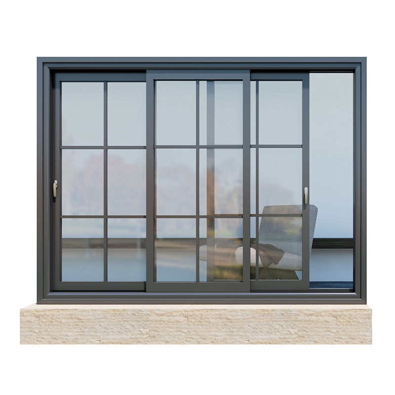 American Style Aluminum Windows Sliding Double Glazing with Grille Design Fenster