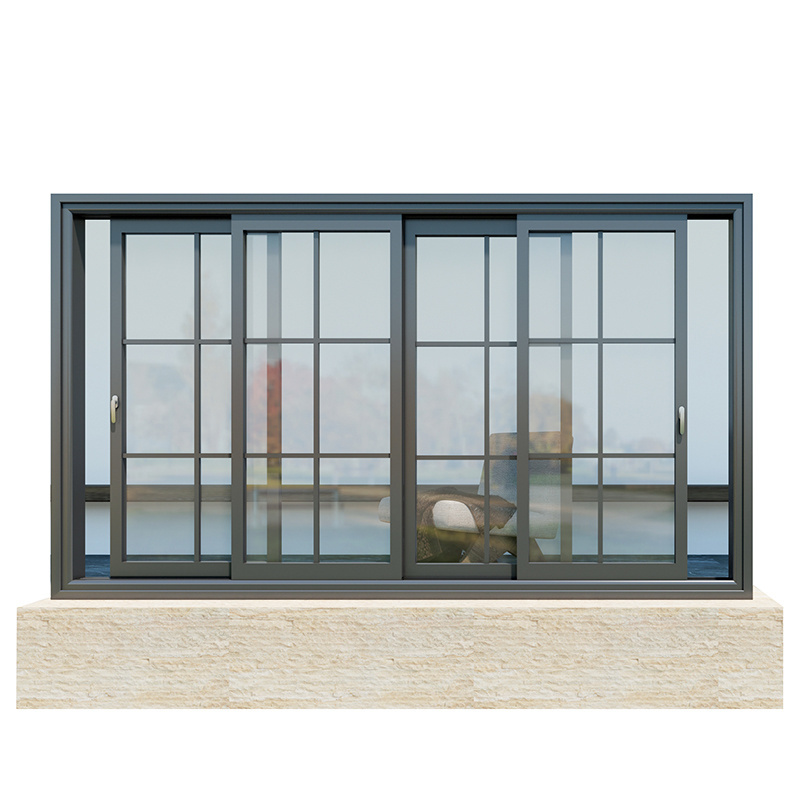 American Style Aluminum Windows Sliding Double Glazing with Grille Design Fenster