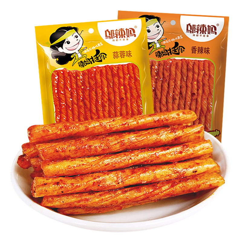 Wholesale Chinese snacks spicy strips healthy bean products spicy snack exotic garlic dried tofu bulk vegan food latiao