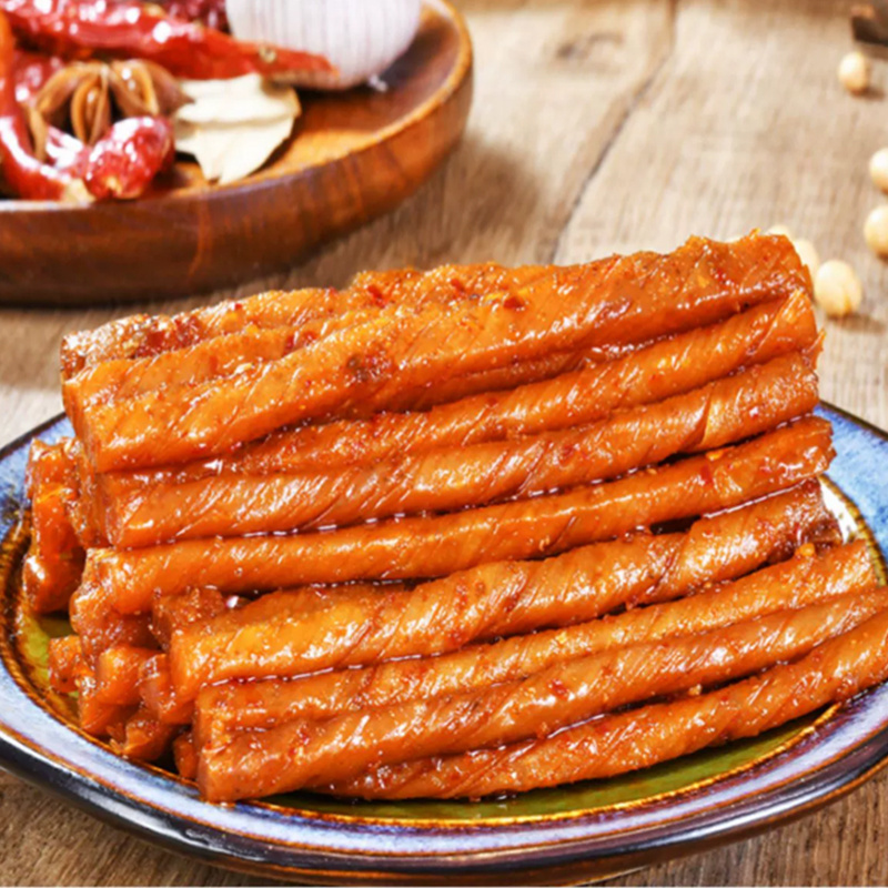 Wholesale Chinese snacks spicy strips healthy bean products spicy snack exotic garlic dried tofu bulk vegan food latiao