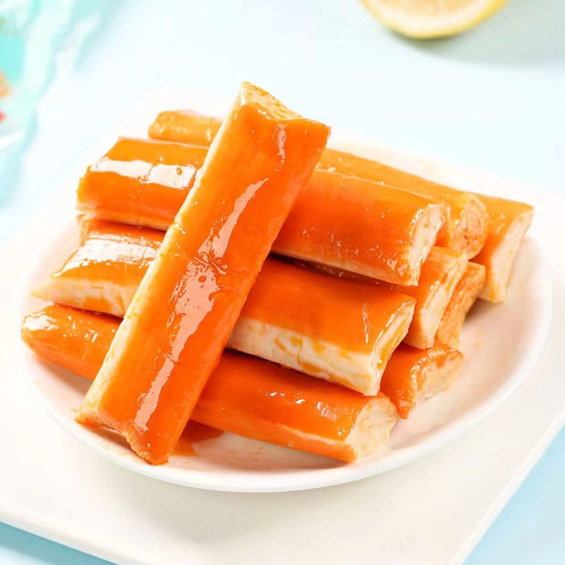 Wholesale spicy sea moss flavor crab stick healthy exotic protein bars Chinese seafood snacks fresh content instant snack 420g