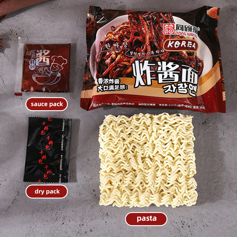 Wholesale Chinese food instant noodles Korean style soybean paste ramen noodles healthy spaghetti spicy emergency food 110g