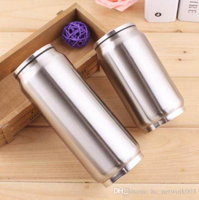 500ml Sublimation Blank  Double Wall Stainless Steel Soda Cola Shape Water Bottles Cola Can With Flip Lid And Straw