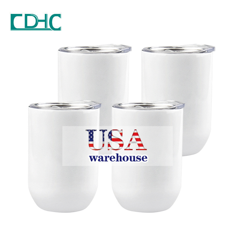 Insulated coffee mug 12 oz double wall stainless steel straight glossy sublimation blanks wine tumbler