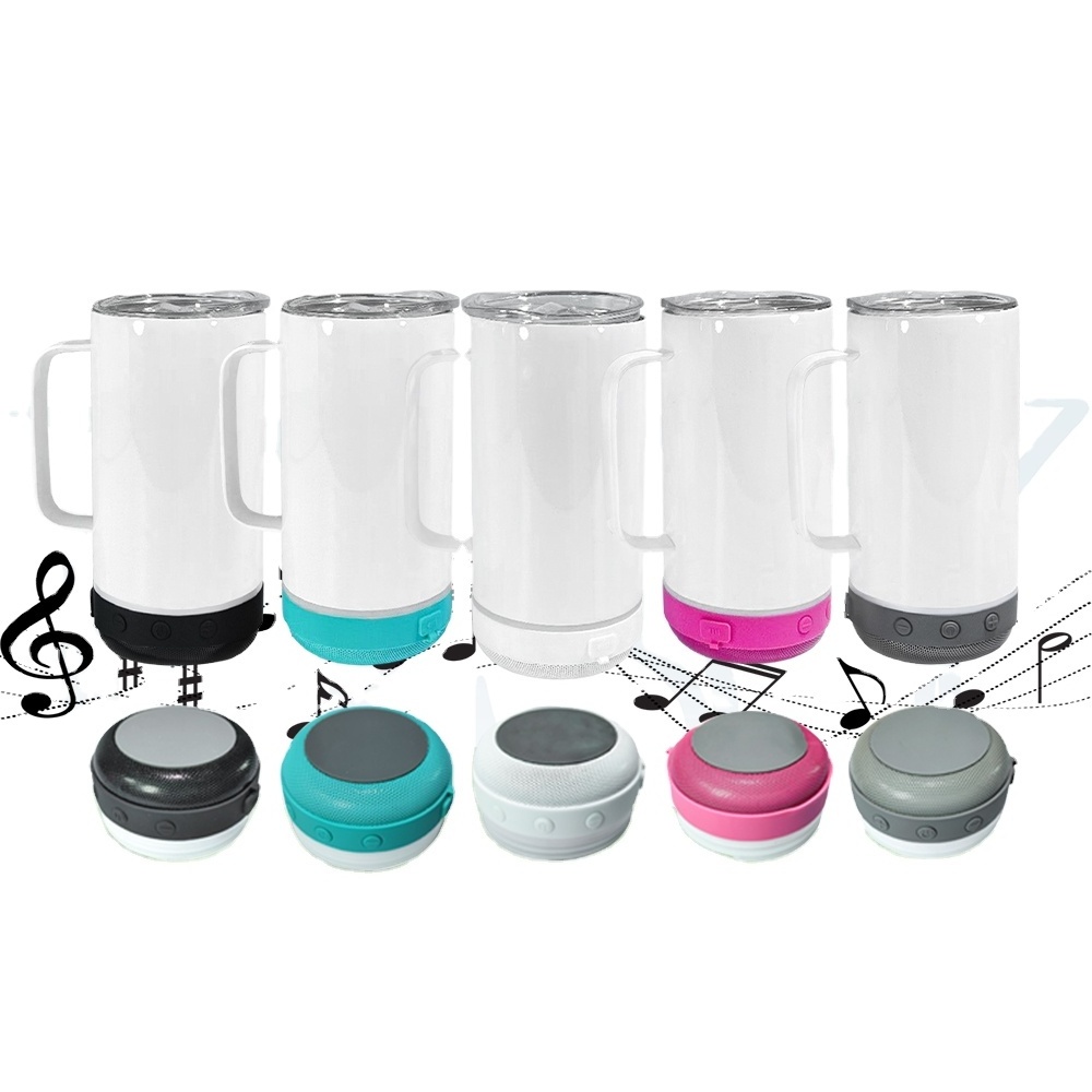 CE Certificated 14oz 20oz Wireless Stainless Steel Smart Music Cups Skinny Straight Sublimation Blank Tumbler with music speaker