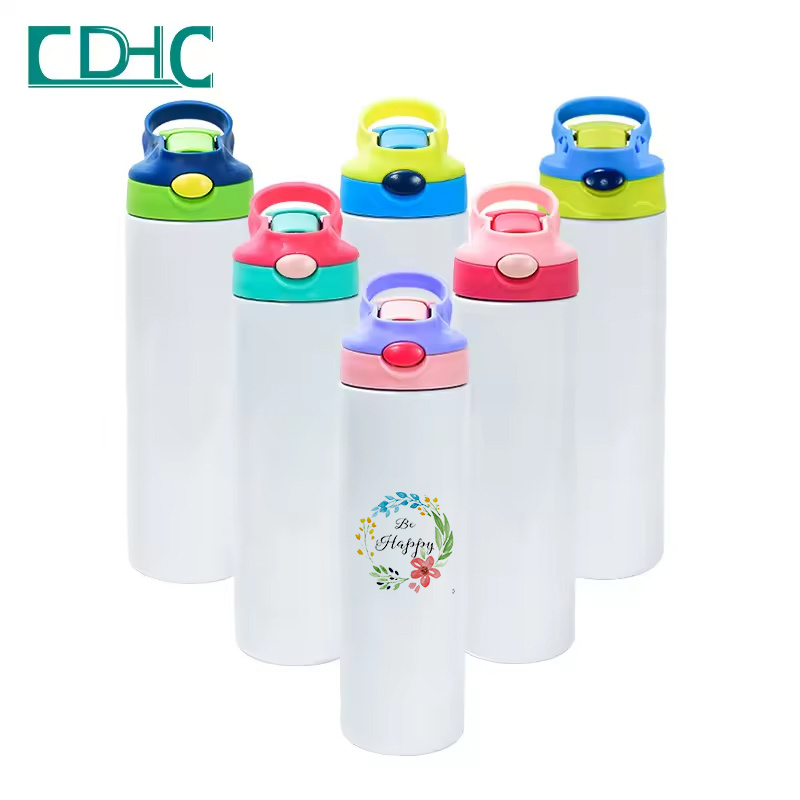 20 oz stainless steel kid water bottles Double Wall Insulated Sublimation Blanks Straight Kids Tumbler Cup With Flip Top Lid