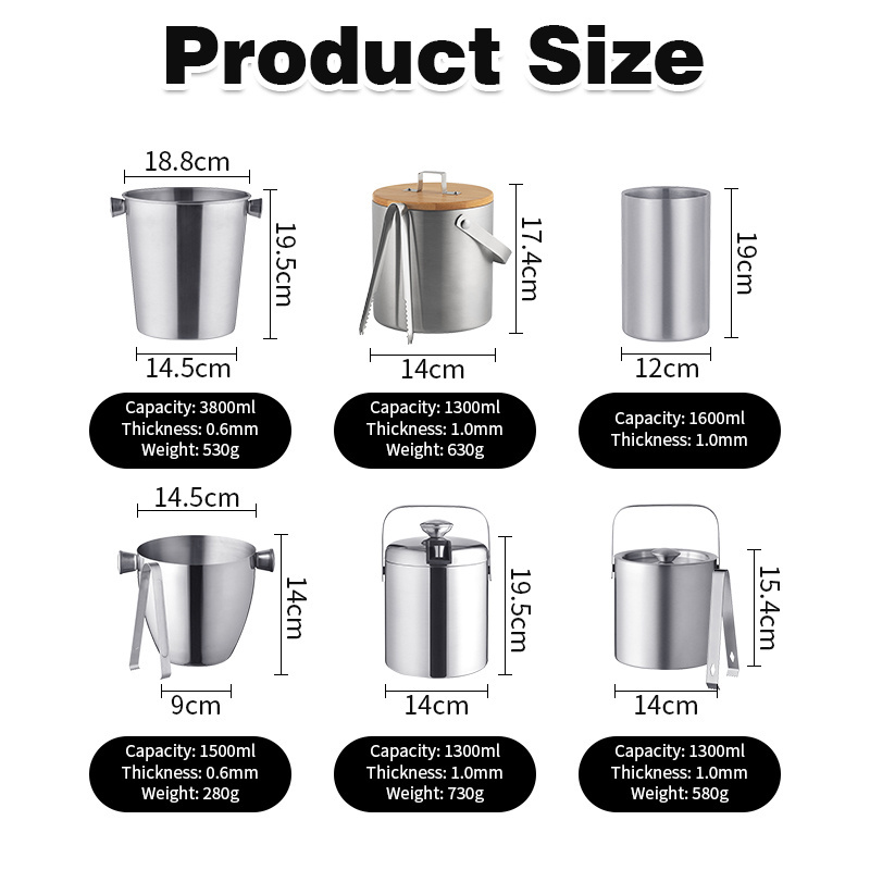 Customized Design Factory wholesale Stainless steel Ice Bucket For Cold Water Beer Wine Champagne Cooler