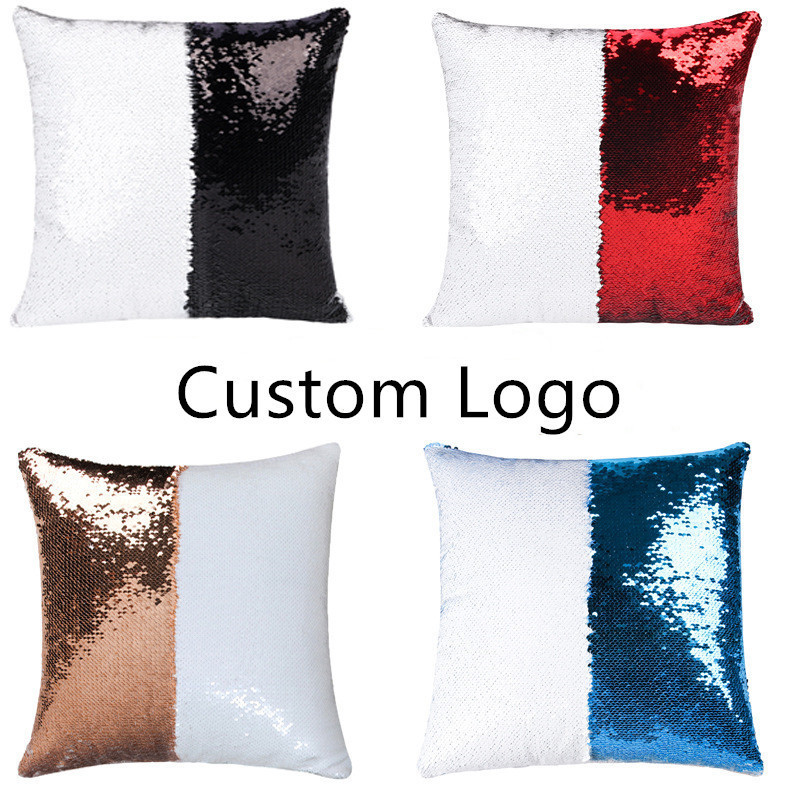 Wholesale 16x16 inch 40x40cm Sublimation Flip Sequins Pillow Cover Case Decoration Customized Sublimation Blank Pillow Case