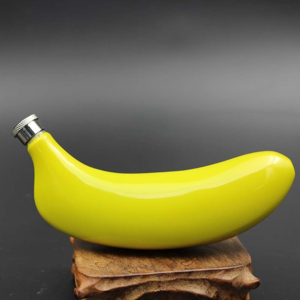 New style custom logo Stainless steel 304 5oz banana fruit hip flask