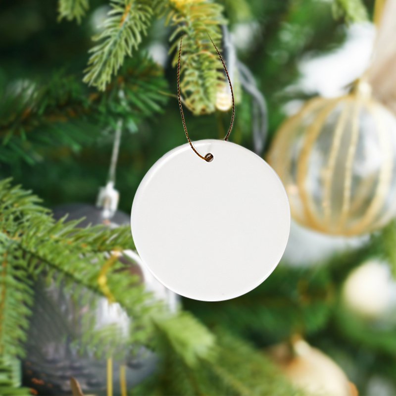 Wholesale 3 inch Round Circle Custom Sublimation Blank Ceramic Ornaments Wood Acrylic Flat Christmas Ornament