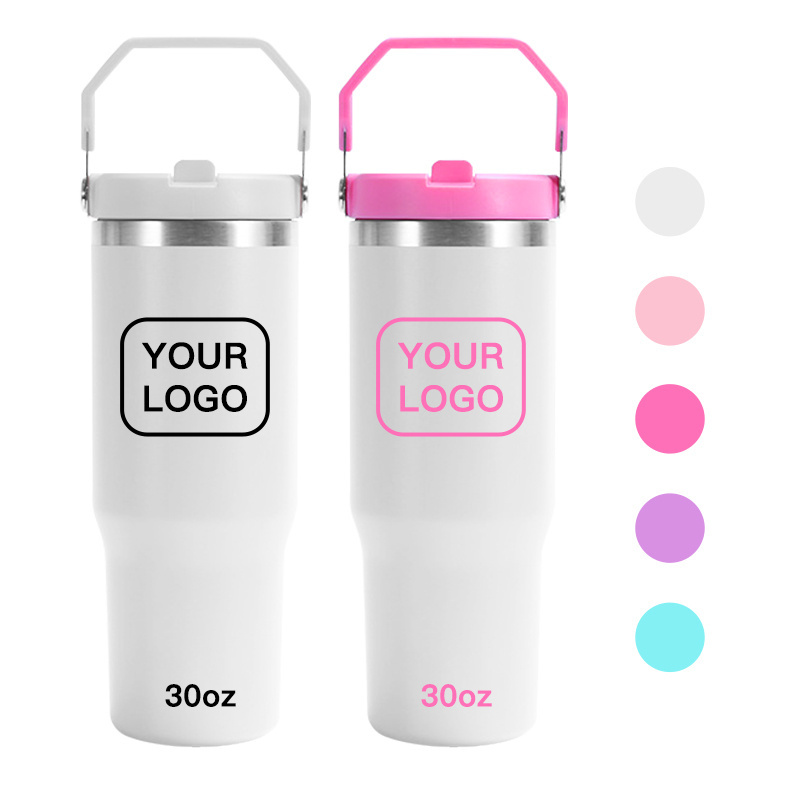 2024 new arrived 30oz stainless steel insulated vacuum double wall blank tumbler travel mug with colorful handle