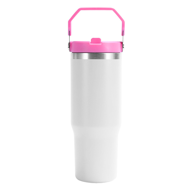 2024 new arrived 30oz stainless steel insulated vacuum double wall blank tumbler travel mug with colorful handle