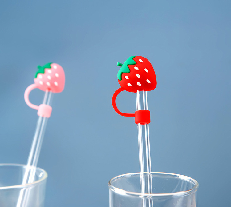 Wholesale Cute Cartoon Straw Silicone Dustproof Cover Drinking Straw Plugs Reusable Straw Tip Cover Toppers