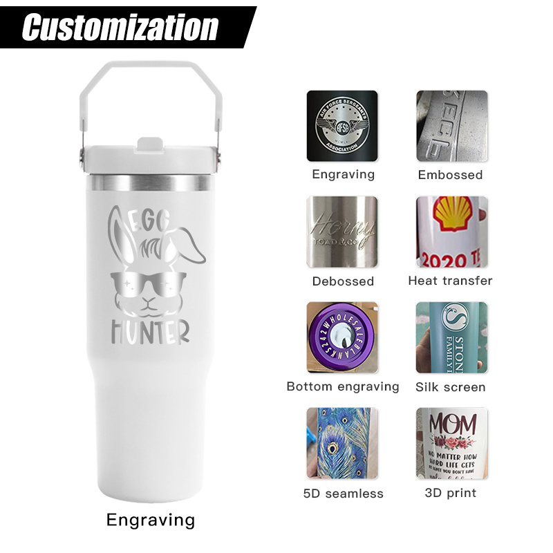 2024 new arrived 30oz stainless steel insulated vacuum double wall blank tumbler travel mug with colorful handle