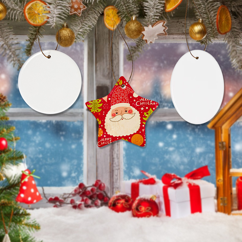 Wholesale 3 inch Round Circle Custom Sublimation Blank Ceramic Ornaments Wood Acrylic Flat Christmas Ornament