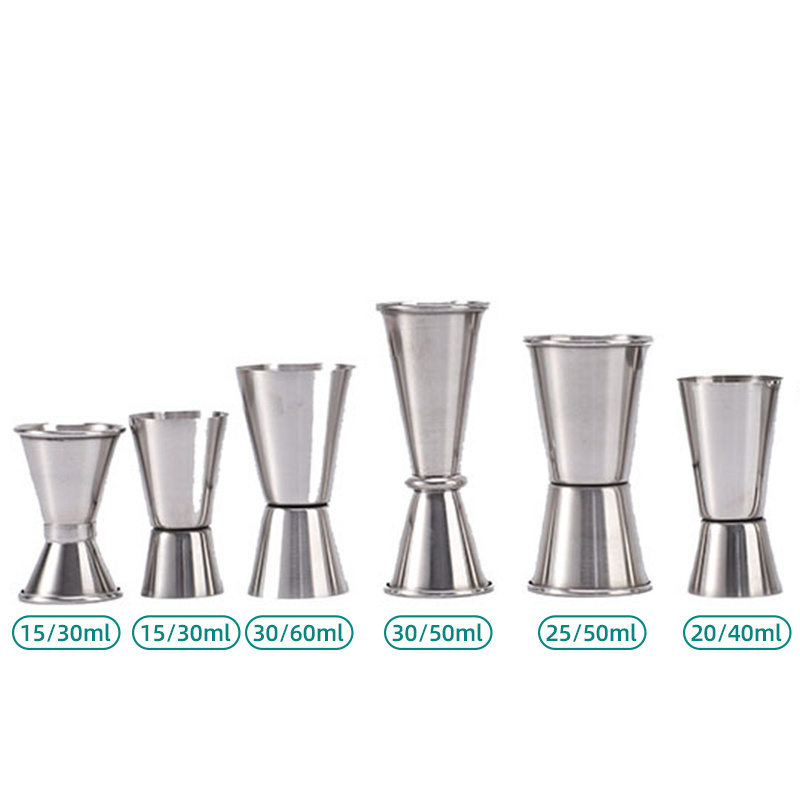 Factory wholesales 304 stainless steel custom accepted cocktail shakers and stainless steel cocktail jiggers