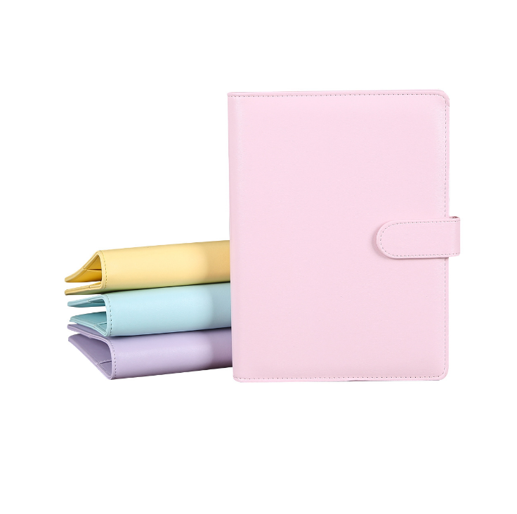 Custom Pu Leather Budget Binder office supplies with buckle Notebook Planner Cover A5 A6 Binder Ring Bound Planner