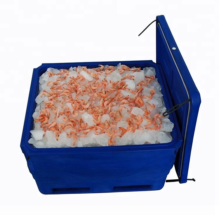 Large plastic insulated fish transport ice cooler box for fishing